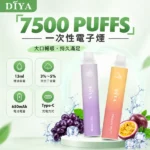 叮啞 DIYA 7500口一次性電子煙｜13ml大油倉 650mAh Type-C快充｜1.2Ω網狀芯 15種口味 台灣現貨