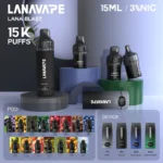 LANA 15000口 旗艦款拋棄式電子煙 (LANA BLAST 15K) 15mL大容量 智慧雙顯螢幕 Advanced Mesh網芯 Type-C快充（15款特調口味現貨）